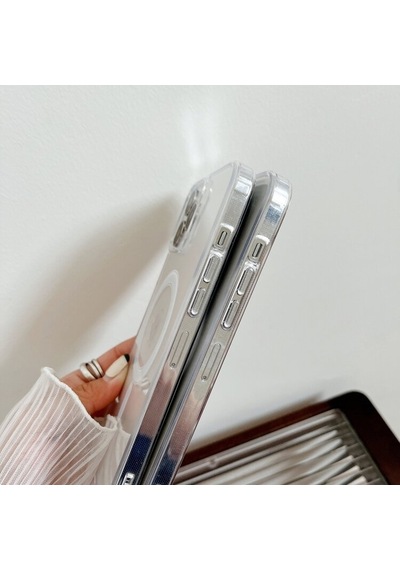 Ally Apple Uyumlu iPhone 15 Plus Magsafe Manyetik Şeffaf Silikon Kılıf