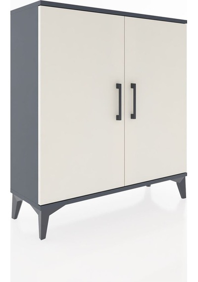 Arges Şifonyer 2 Raflı 2 Kapaklı 88x30x96 Antrasit-aytaşı Antrasit