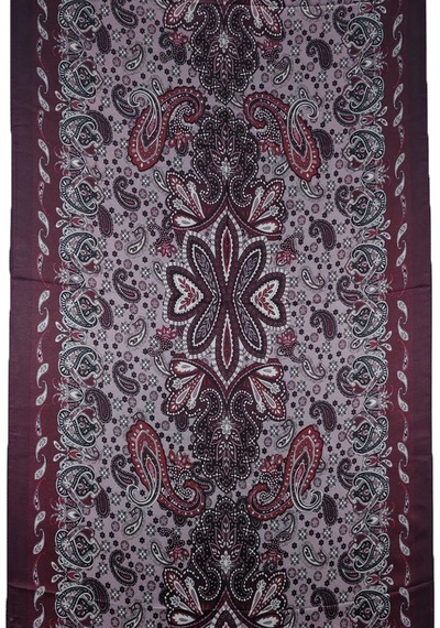 Mim Eşarp Enba Etnik Desenli Soft Pamuklu Şal 75x190 Cm Bordo