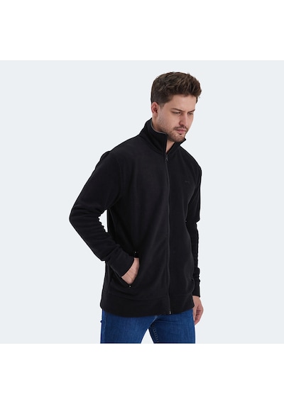 Slazenger KADMOS Erkek Fermuarlı Dik Yaka Cepli Siyah Polar