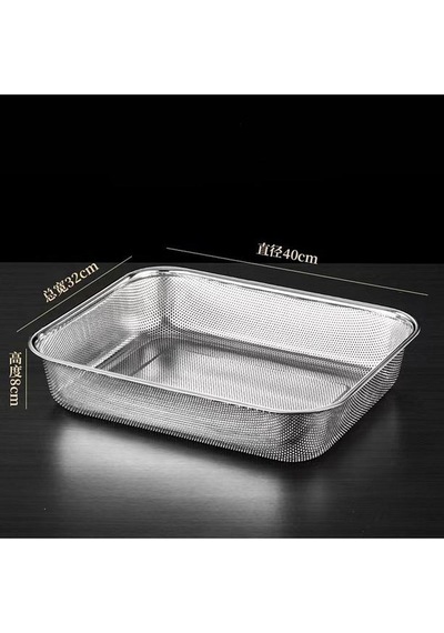 Gümüş Paslanmaz Çelik Makarna Sebze Meyve Süzgeç 32x40 Cm Inox