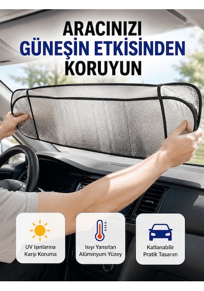 Lexroo Metalize Reflektör Yüzeyli Uv Koruyucu Araç Güneşliği Se