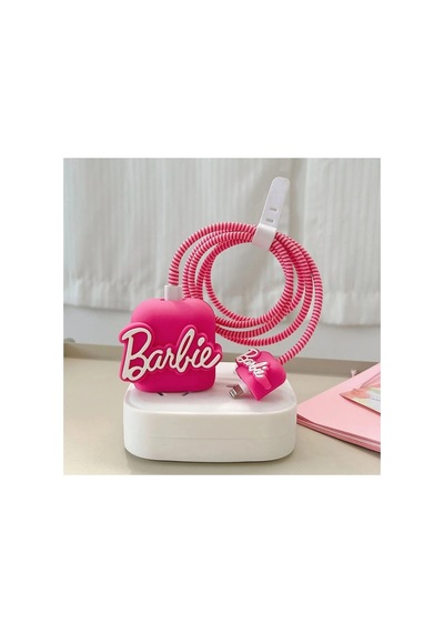 Apple iPhone 18w/20w Uyumlu Barbie Şarj Kılıfı, Şarj Kablosu Örme Aparatı, Toparlayıcı 1 Adet