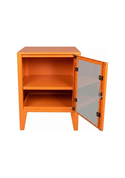 Alfafonet Ziglat Serisi Kilitli Metal Home Office Dolabı Cam Kapaklı Turuncu Ral 2004 450x600x450 Mm