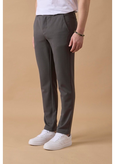 Braccas Erkek Beli Lastikli Antrasit Chino Pantolon Antrasit