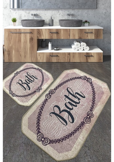 Voten Banyo Halısı Djt 2 Li Set Banyo Halısı Paspas Yıkanabilir Kaymaz