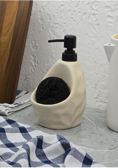 Taş Desenli Sıvı Sabunluk - Sünger Hazneli Mutfak Sabunluğu - 700 Ml - Çakıl Desen -