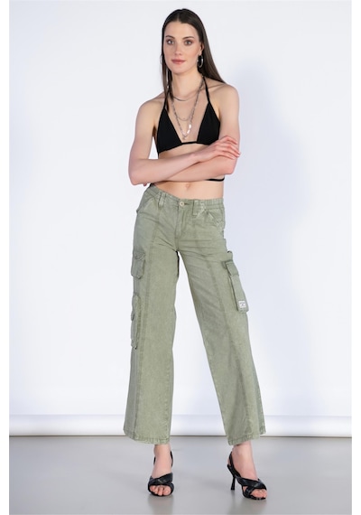 Bpf Normal Bel Wide Leg Kargo Pantolon-haki Haki