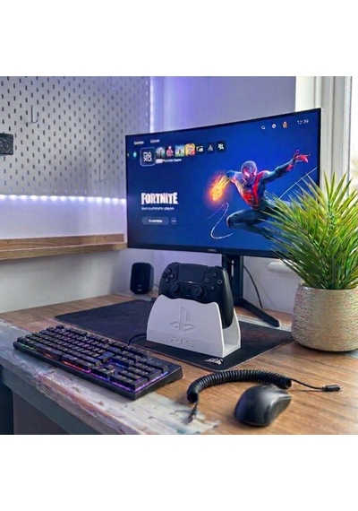 Ps5 Dualsense Premium Stand Masaüstü Oyun Kolu Tutucu - Şık Ve Minimalist Tasarım - Beyaz