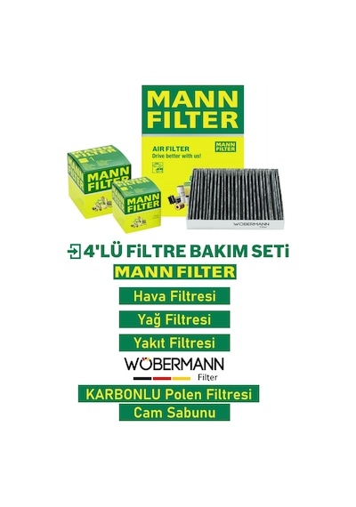 Wöbermann+mann Skoda Octavia 1.6 Tdi Filtre Bakım Seti 2013-2019 4k
