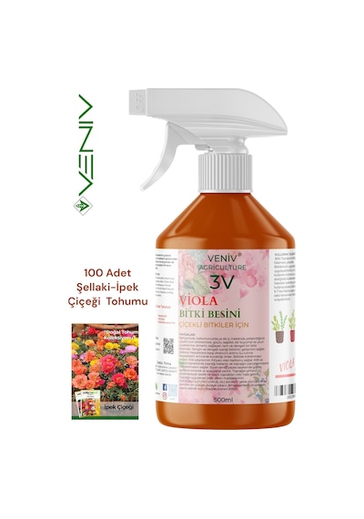 3v Viola 500 Ml Çiçeklendirici & Köklendirici + 100 Adet Şellaki İpek Çiçeği Tohumu 2