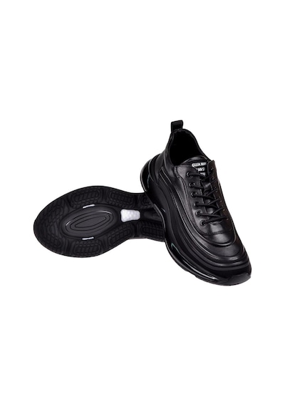 Guja Hakiki Deri Lastik Bağcıklı Erkek Spor Ayakkabı Gj-5045 Siyah-siyah Siyah
