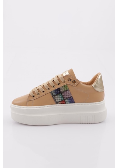 Dgn Es861 Kadin Kalin Taban Silver Taşli Sneakers Ayakkabi ES861-2007-R12632 Ten