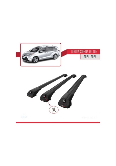 Toyota Sienna Xl40 2021 Ve Sonrası İle Uyumlu Ace-1 Ara Atkı Tavan Barı Siyah 3 Adet Bar