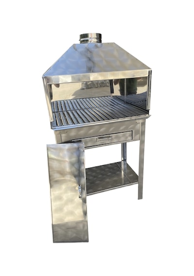 Paslanmaz Kömürlü Mangal 35 X 60 Cm Dik Bacalı Barbekü
