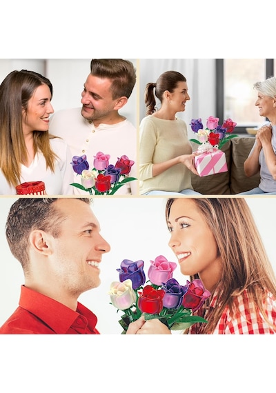 Loctoy Yapı Bloklu Gül Karma Fırebrıck Red-koyu Kırmızı