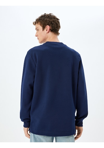Koton Bisiklet Yaka Pamuklu Basic Sweatshirt Lacivert 5sam70008mk Lacivert