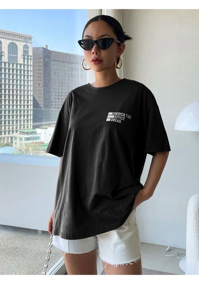 Unisex Effect Baskılı Oversize T-shirt 001