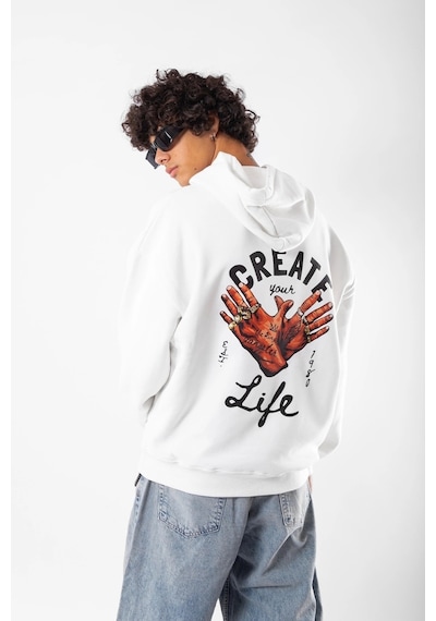 Tarzsokak Free Gangster Baskılı Oversize Unisex Beyaz