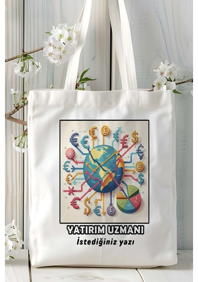 Art Hediye Yatırım Uzmanı Baskılı Bez Omuz Çantası Kişiye Özel Model 1 Çok Renkli