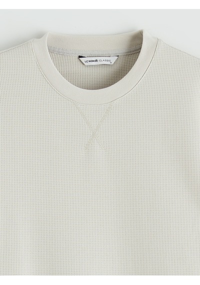 Lcwaıkıkı Classic Bej Bisiklet Yaka Erkek Sweatshirt