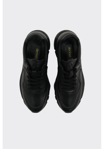 Derinet Comfort Hakiki Deri Erkek Sneaker Siyah Siyah
