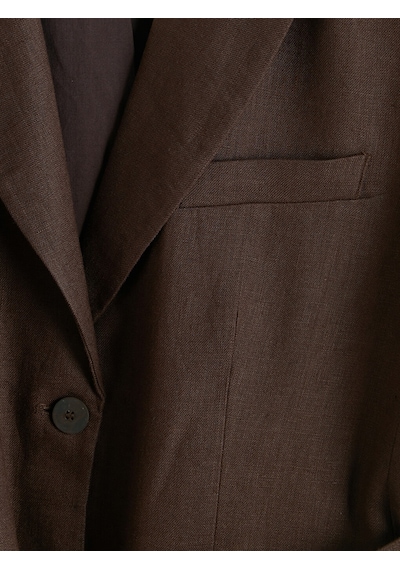 Lcw Studıo Kahverengi Kemerli Kadın %100 Keten Blazer Ceket