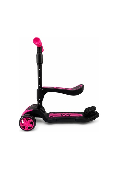 Combo Oturaklı 3 Tekerlekli Katlanabilir Led Işıklı Scooter Pembe