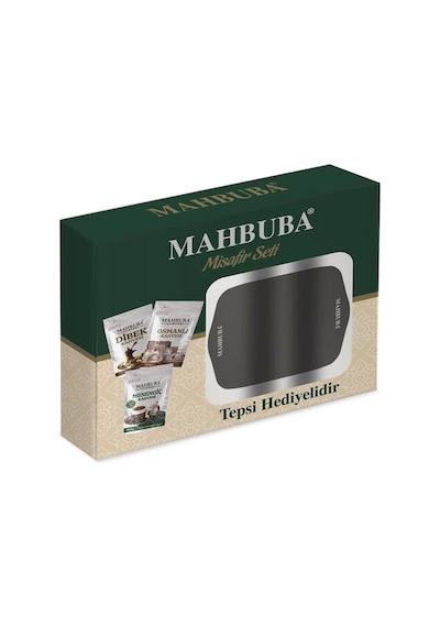 Mahbuba Kahve Misafir Seti Kahve Tepsi Hediyeli Dibek, Menengiç Ve Osmanlı Kahvesi - 3x150 Gr Türk Kahvesi