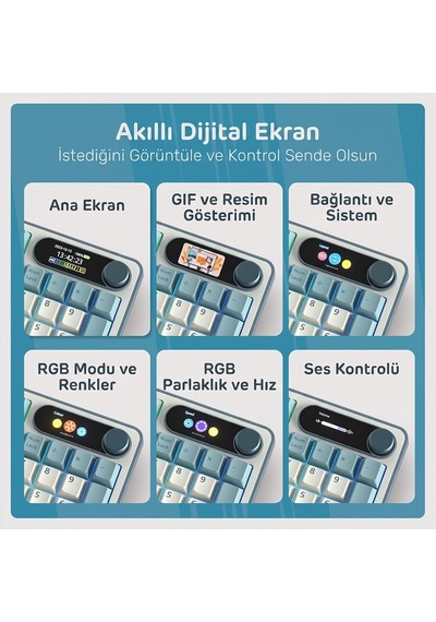 Royal Kludge Rk S98 Tri-mode Ekranlı Mekanik Oyuncu Klavyesi