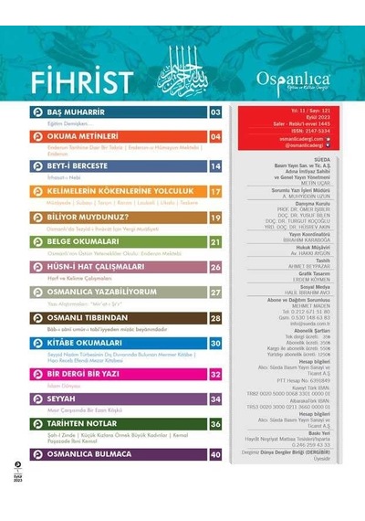 Eylül 2023 Osmanlıca Dergisi