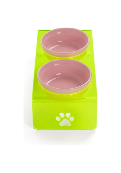 Gobypet 2'li Yeşil Pleksi Dekoratif Kedi Ve Köpek Seramik Mama & Su Kabı + Paspas