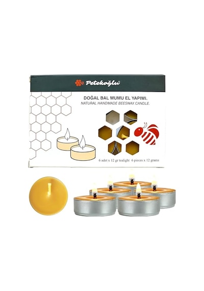 6 Adet Tealight Mum Doğal Petek Balmumu Mum Standart Boy Diğer