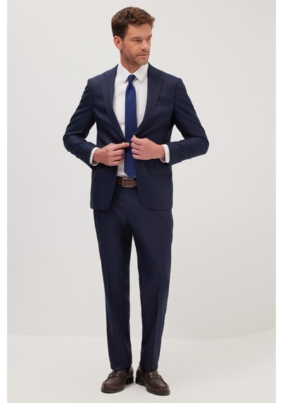 Tudors Erkek Slim Fit Mono Yaka Koyu Lacivert Takım Elbise-41300 Koyu Lacivert