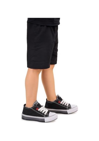 Kiko Kids Tinna Bağcıklı Erkek Bebek Keten Spor Ayakkabı Siyah
