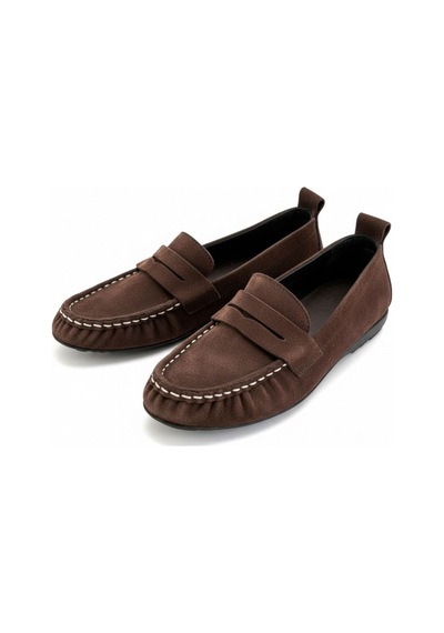 Ne&ve Shoes Kahve Süet Hakiki Deri Astarsız Esnek Kadın Günlük Şık Ve Rahat Loafer Kahverengi