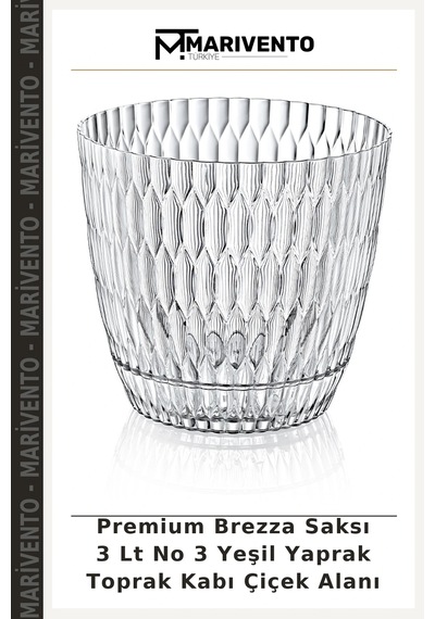 Premium Brezza Saksı 3 Lt No 3 Yeşil Yaprak Toprak Kabı Çiçek Alanı