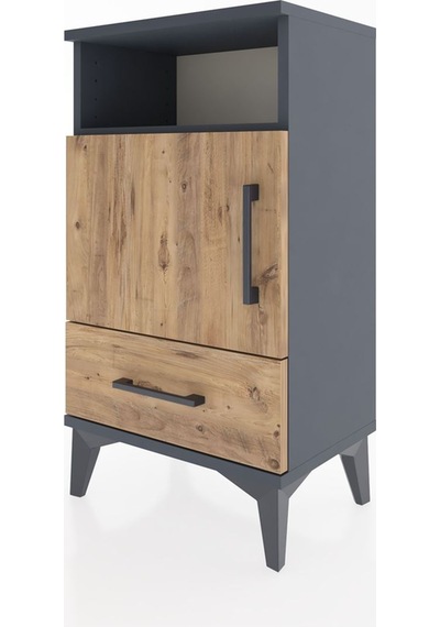 Arges Komodin 3 Raflı Tek Kapaklı 44x30x80 Antrasit-çam Antrasit