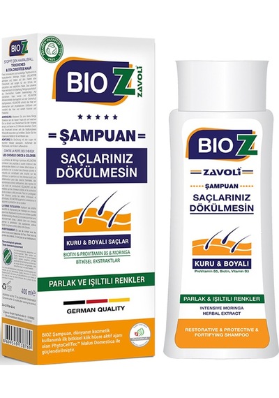 Bioz Kuru ve Boyalı Saçlar için Moringa Ekstraktlı Şampuan 400 ML