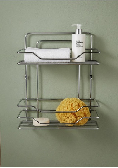 Krom Kaplama Banyo Rafı - 2li Banyo Düzenleyici 35x30 Cm Krom