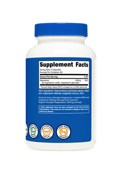 Nutricost Magnesium+ Extra Strength 420mg, 120 Capsules - 60 ...