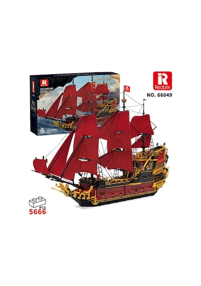 Reobrix 66049 Kraliçe Anne'nin İntikamı Gemi Yaratıcı Yapı Blok Seti Building Blocks Revenge Sailing Ship - 5666 Parça