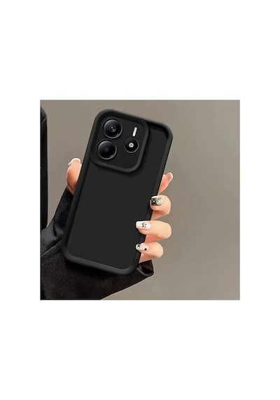 Fibaks Redmi Note 14 4G Uyumlu Kılıf Kamera Korumalı Yumuşak Dokulu Darbe Emici Siyah Silikon Kapak