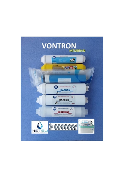 Vontron Membranlı, Kapalı Kasa Su Arıtma Filtresi 6 lı Filtre Seti