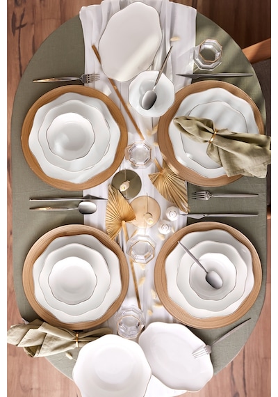 Emsan Fine Bone Lotus Platin 53 Parça Yemek Takımı