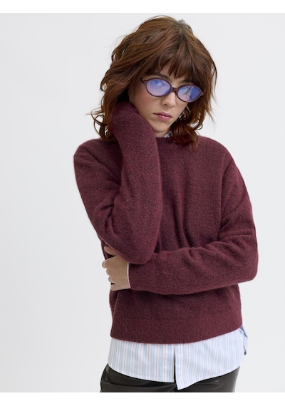 Jack & Jones Kadin Bisiklet Yaka Alpaka Yünlü Kazak - Evi - 12281702 Cabernet