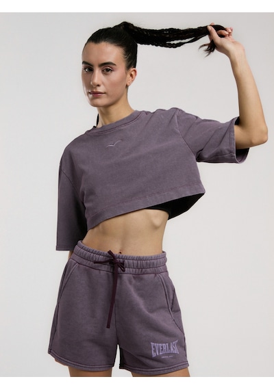 Everlast Bronx 1910 Oversize Mor Crop Kadın Tişört Mor