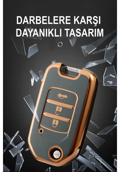 Honda Civic Hrv Crv Accord Cr-v Accord Tpu Anahtar Kılıfı Siyah Gold