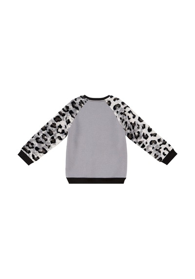 Denokids Leopar Peluş Kız Çocuk Sweatshirt Çok Renkli