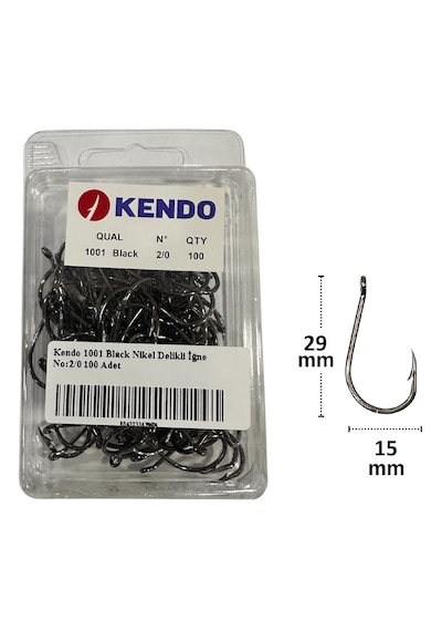 Kendo 1001 Black Nikel Delikli İğne No:2/0 100 Adet